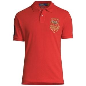 Polo Ralph Lauren Custom Slim Fit Triple-Pony Polo Shirt RL2000 Red RARE TO FIND